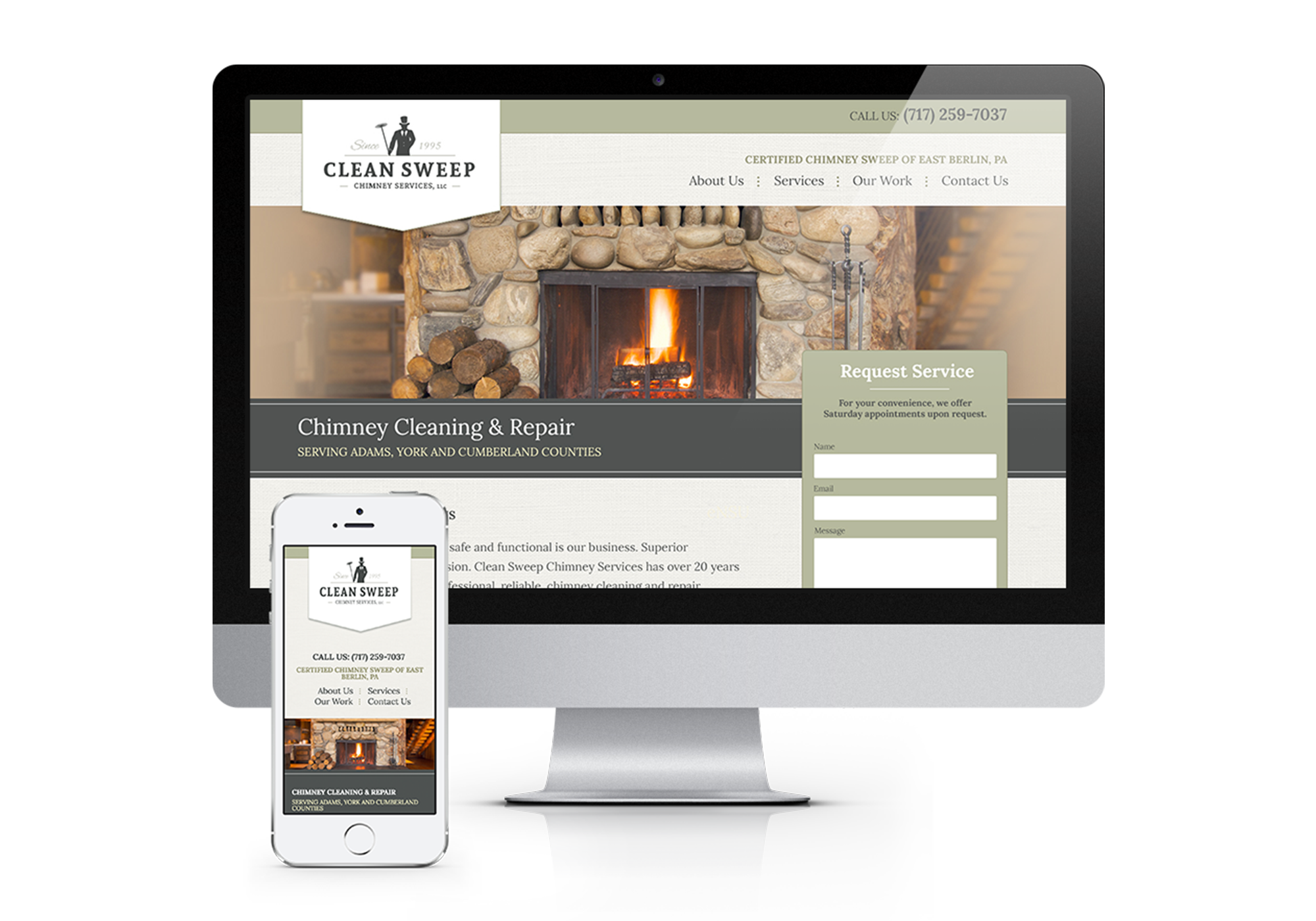 Clean Sweep Chimney Services - Responsive Website Computers